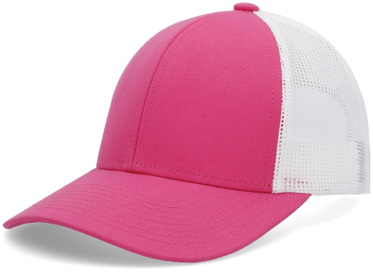 P114.76Q.OS Low-Pro Trucker Cap, Pink & White - One Size