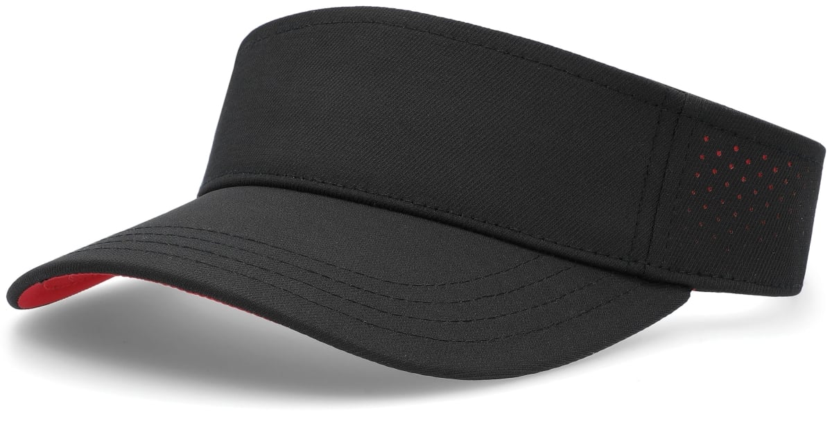 P500.424.OS Perforated Visor Cap, Black & Red - One Size