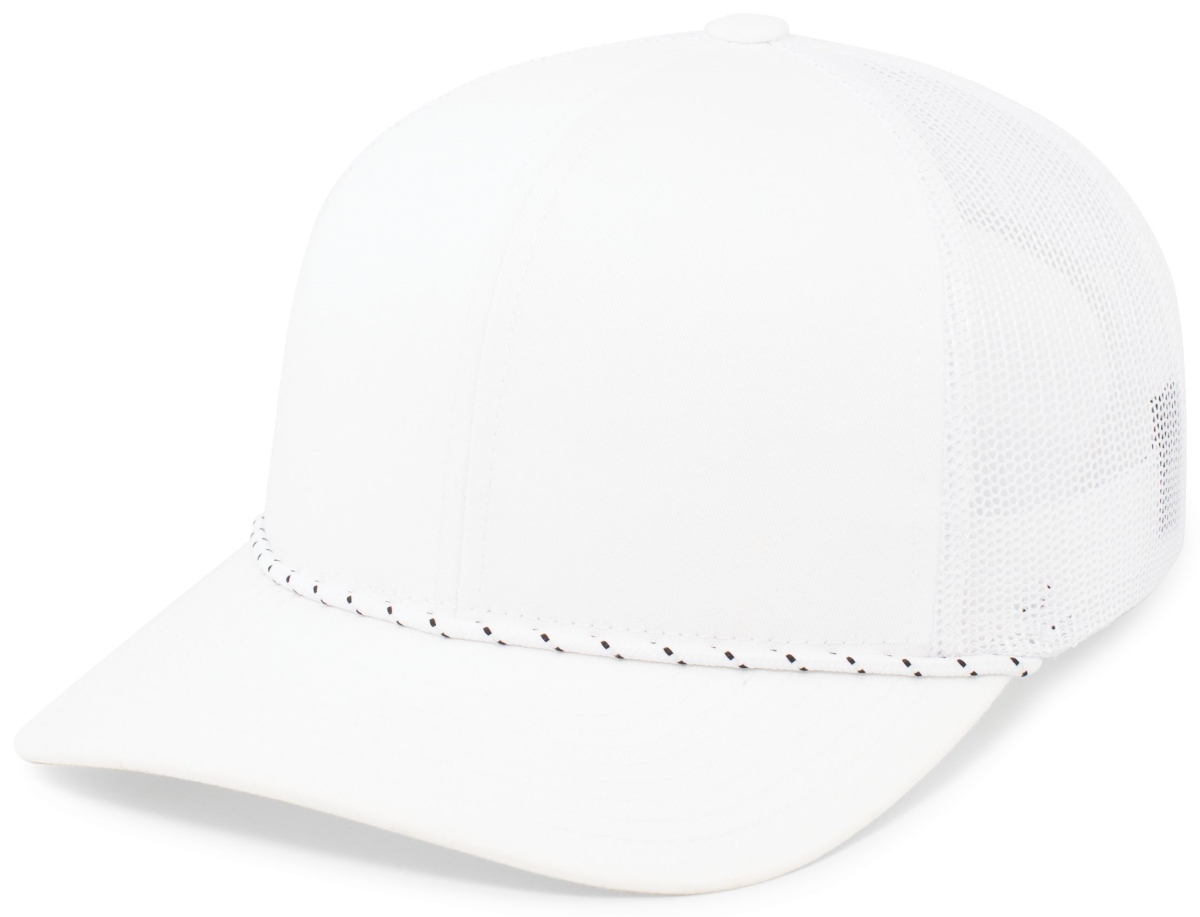 104BR.005.OS Trucker Snapback Braid Cap, White - One Size