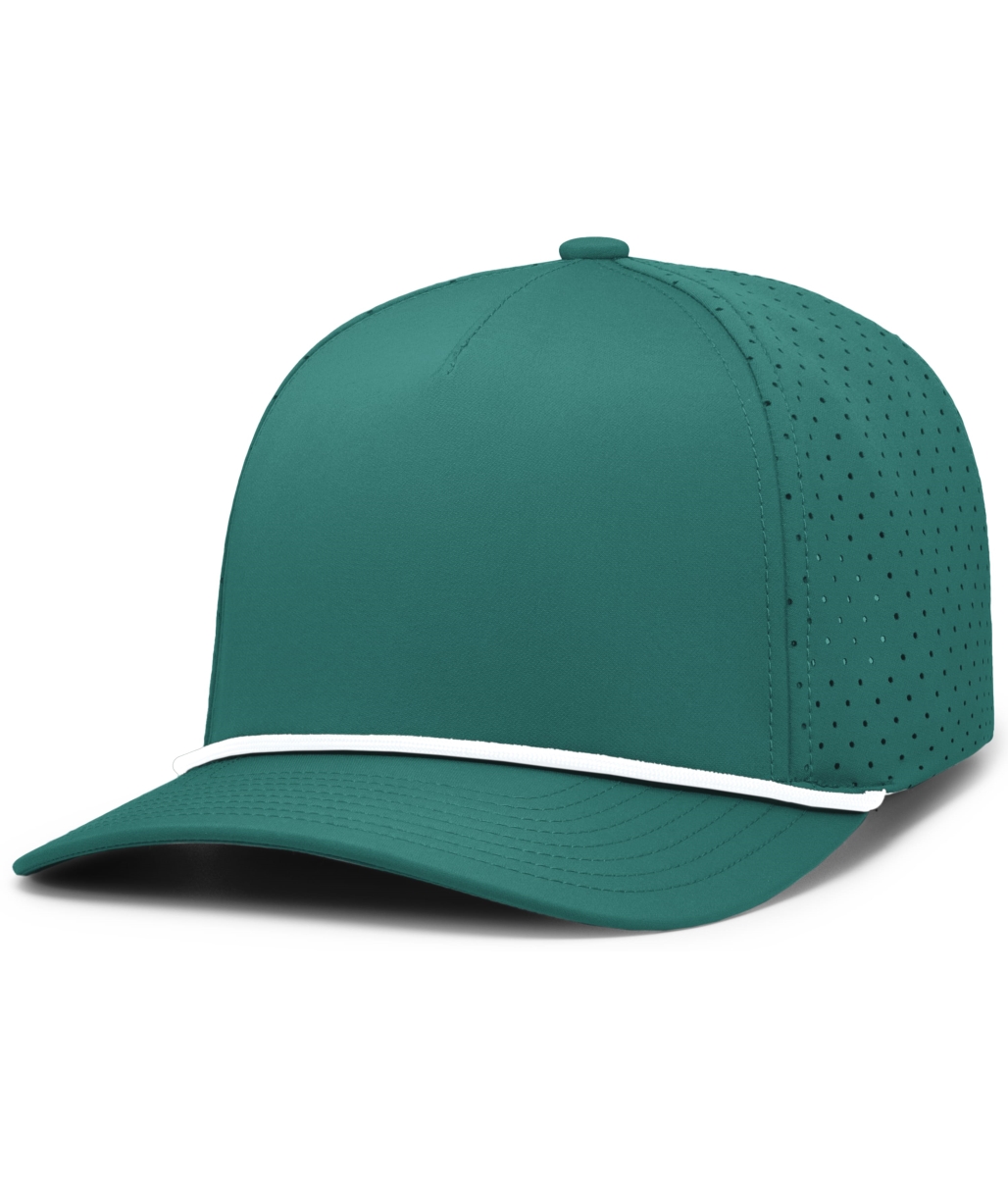 P424.498.OS Weekender Perforated Snapback Cap, Dark Teal & White - One Size