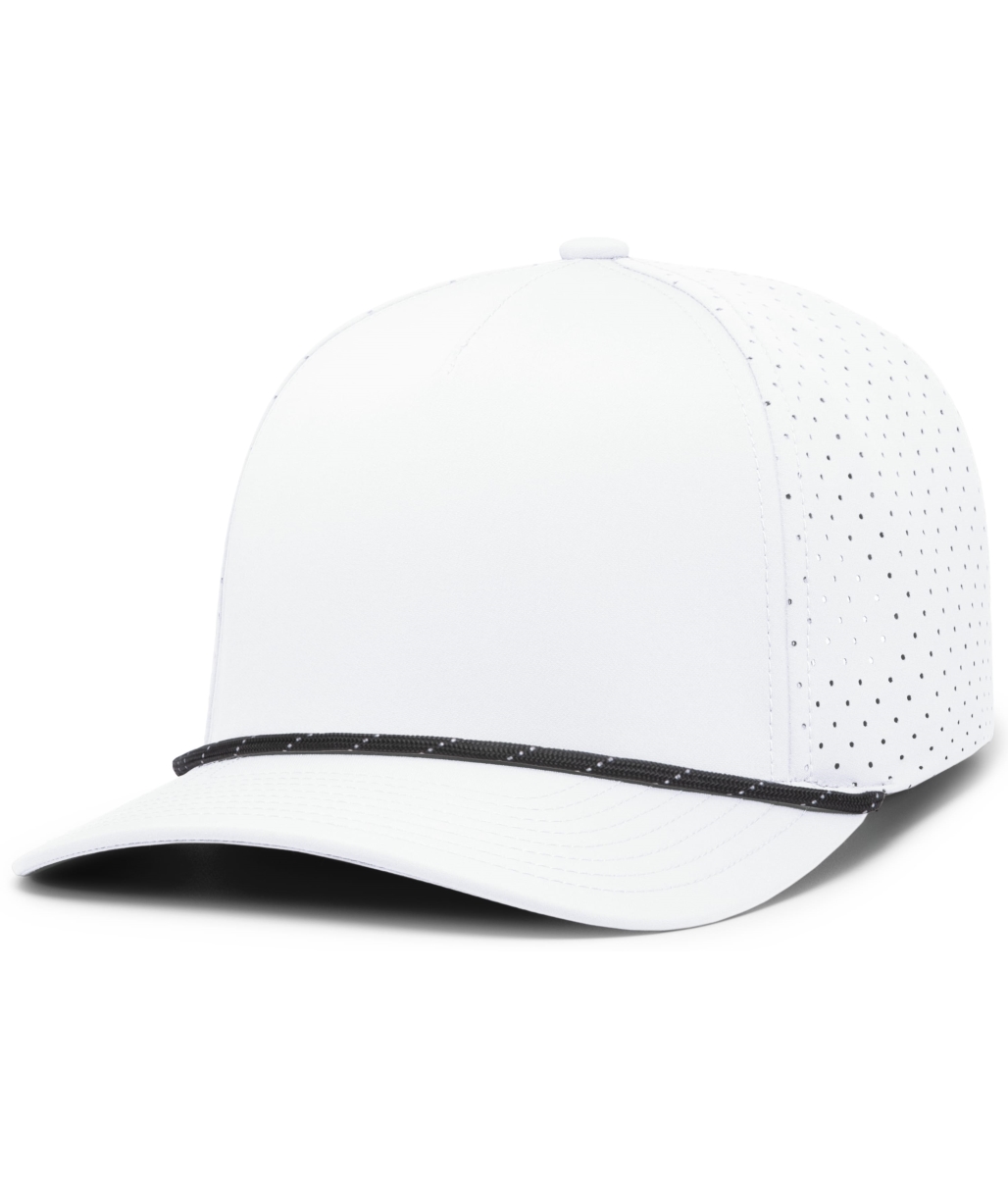 P424.132.OS Weekender Perforated Snapback Cap, White & Black - One Size