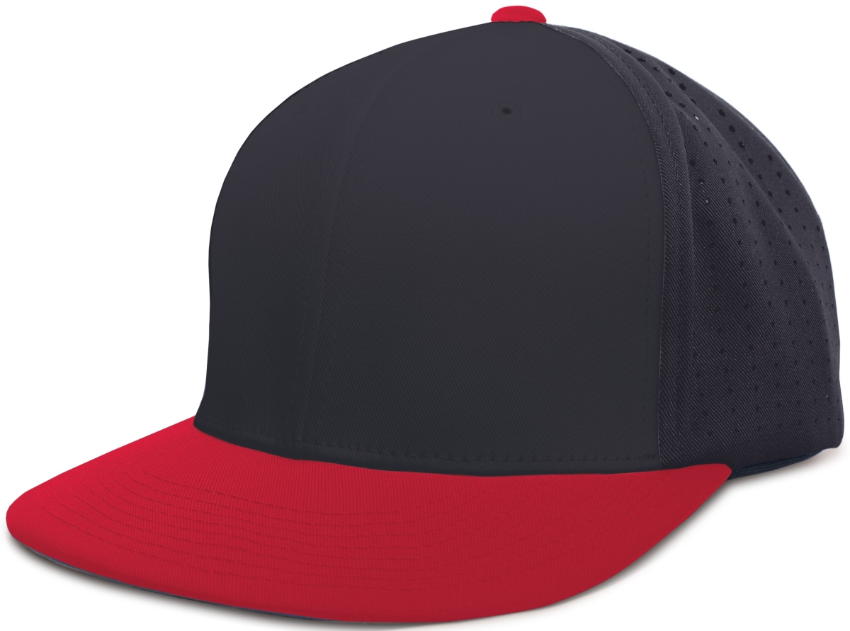 ES474.307.S-M Perforated F3 Performance Flexfit Cap, Navy & Red - Small & Medium