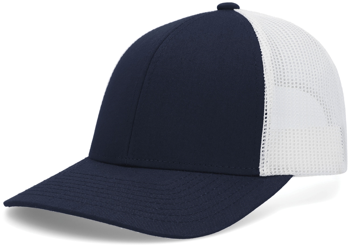 P114.122.OS Low-Pro Trucker Cap, Navy & White - One Size
