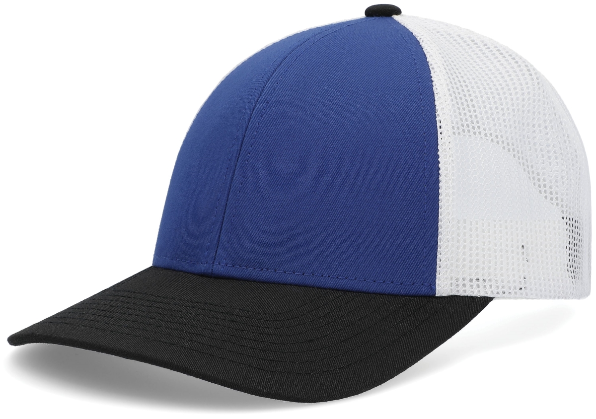 P114.150.OS Low-Pro Trucker Cap, Royal, White & Black - One Size