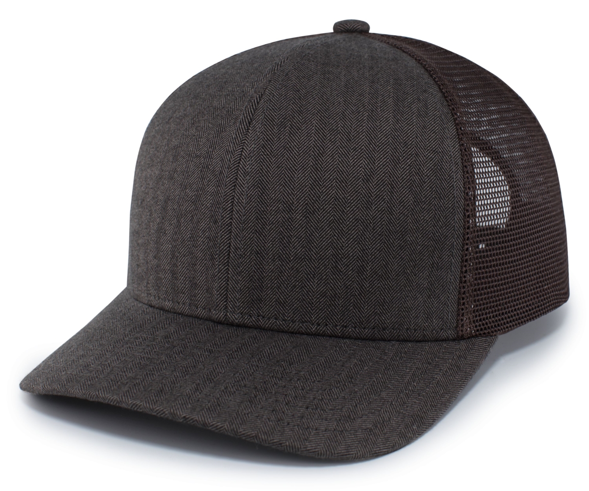 P124.N01.OS Herringbone Trucker Cap, Espresso - One Size