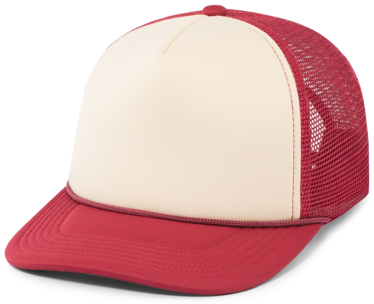 P782.55U.OS Foamie Fresh Trucker Cap, Khaki & Dark Red - One Size