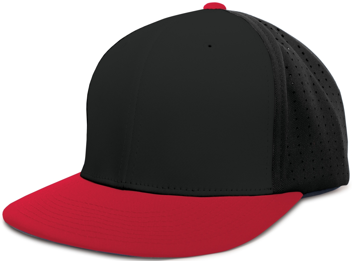 ES474.424.L-XL Perforated F3 Performance Flexfit Cap, Black & Red - Large & Extra Large