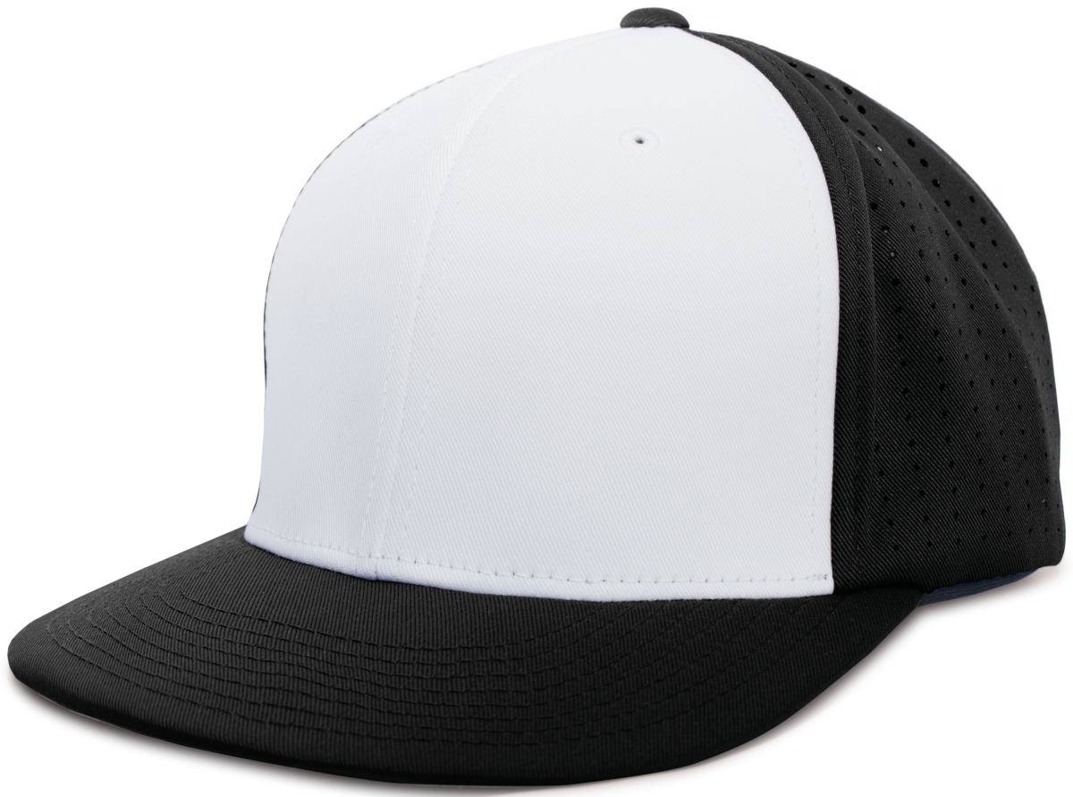 ES474.505.S-M Perforated F3 Performance Flexfit Cap, White & Black - Small & Medium