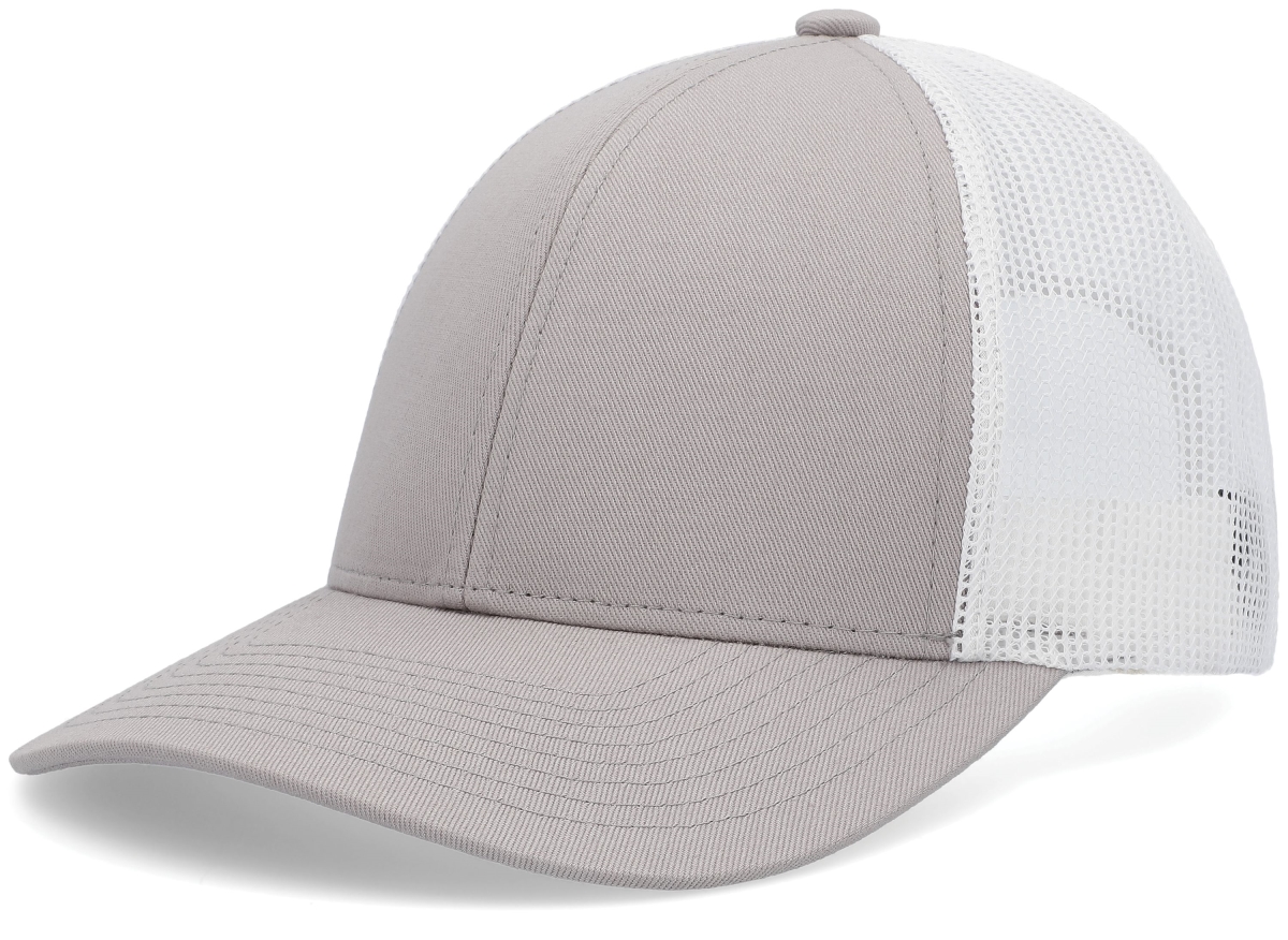 P114.88S.OS Low-Pro Trucker Cap, Heather Grey & White - One Size