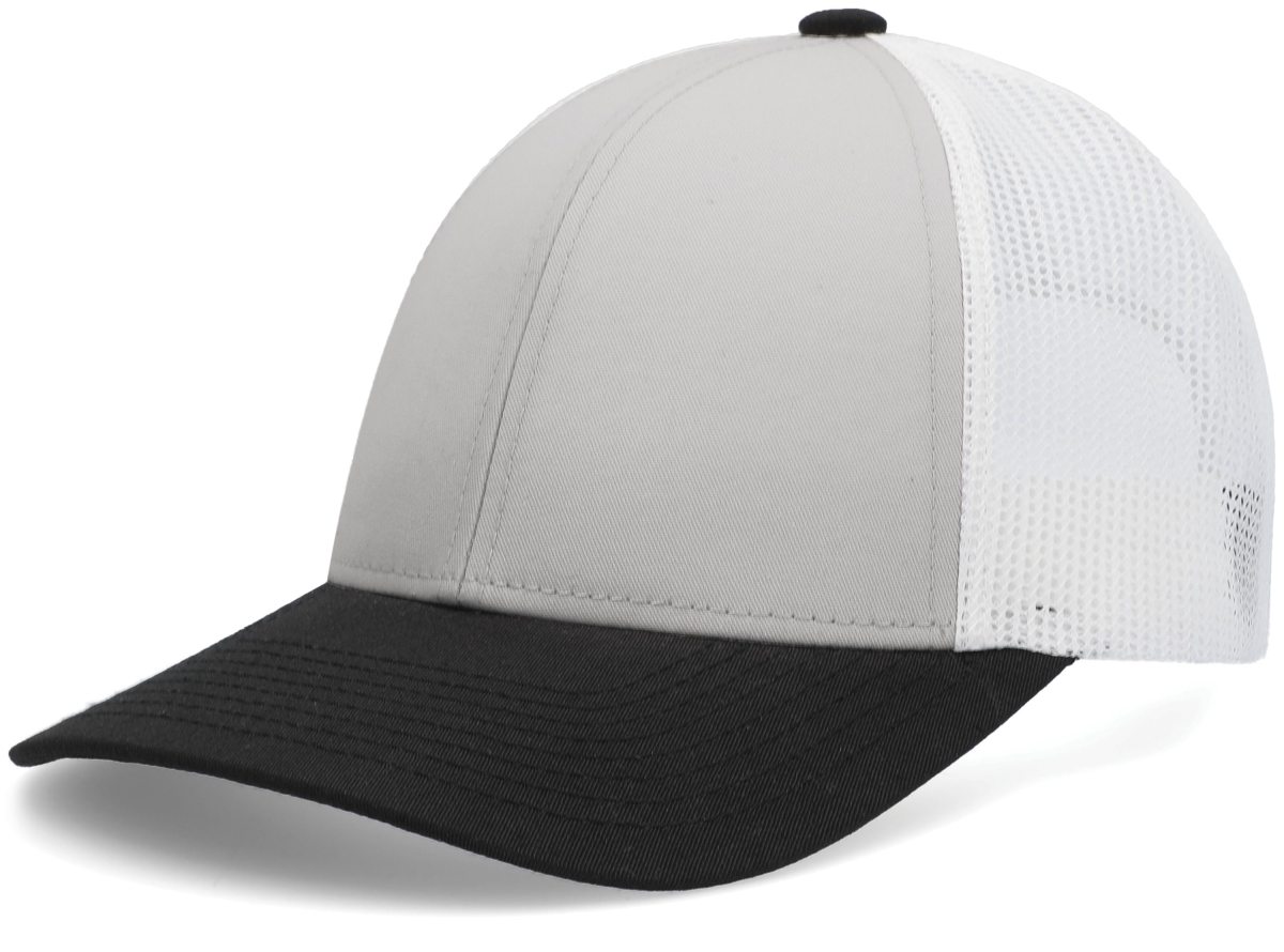 P114.Y85.OS Low-Pro Trucker Cap, Silver, White & Black - One Size