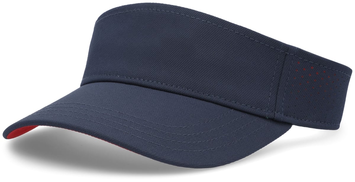 P500.307.OS Perforated Visor Cap, Navy & Red - One Size