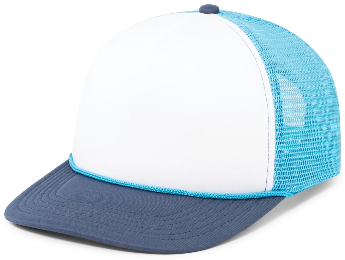 P782.47U.OS Foamie Fresh Trucker Cap, White, Bright Blue & Navy - One Size