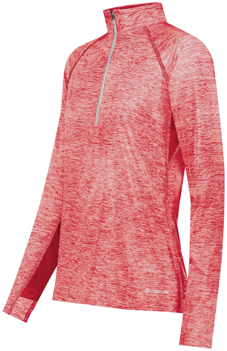 222774.T20.2XL Ladies Electrify 0.50 Zip Pullover, Scarlet Heather - 2XL