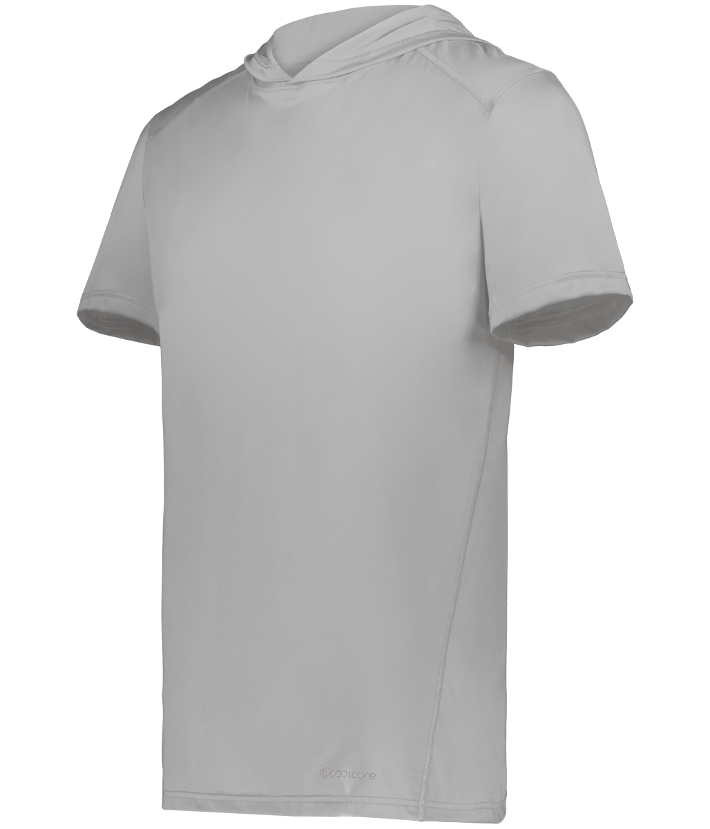 222142.009.M Short Sleeve Hoodie, Athletic Grey - Medium