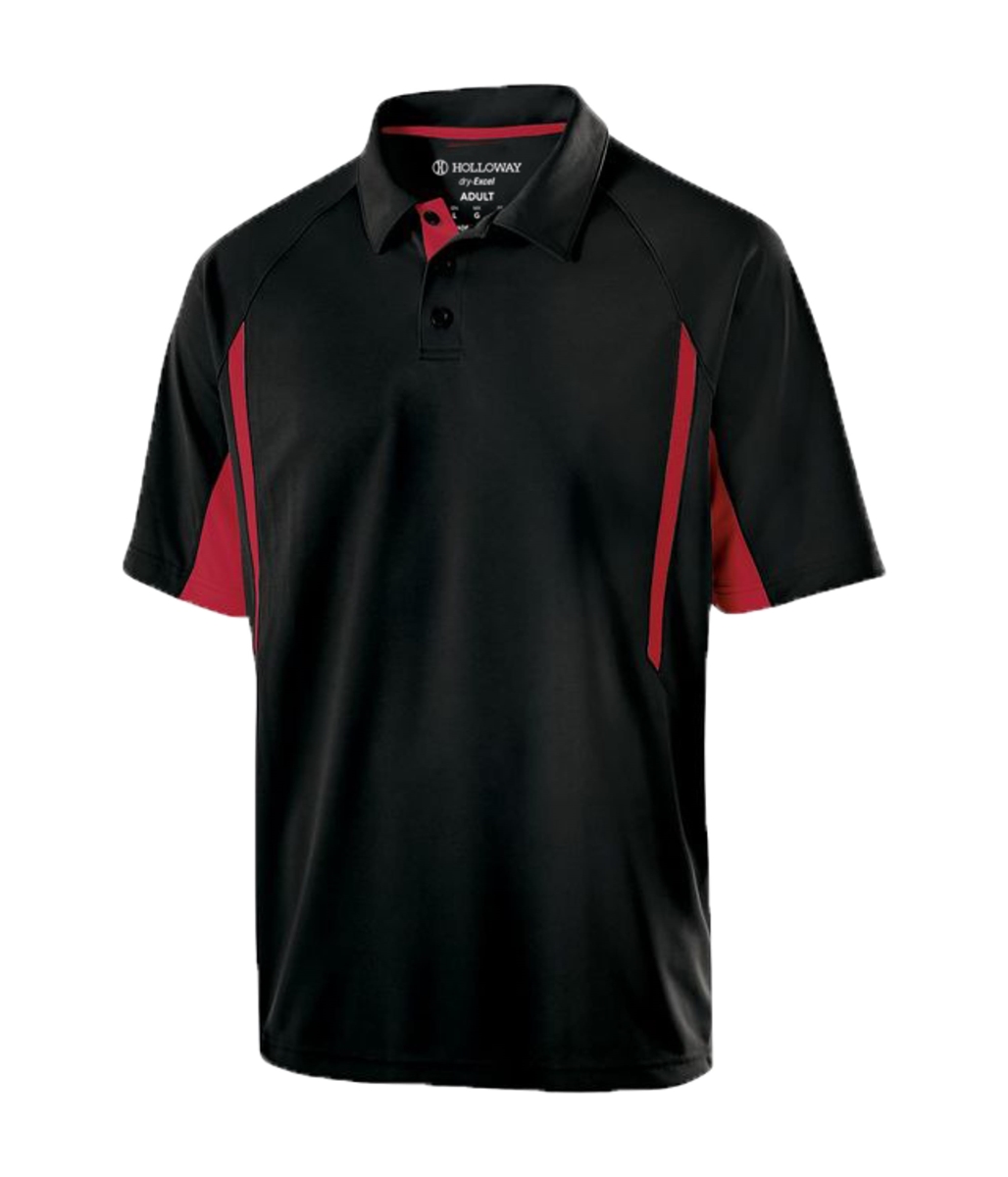 222530.500.M Avenger Polo T-Shirt, Black & Scarlet - Medium