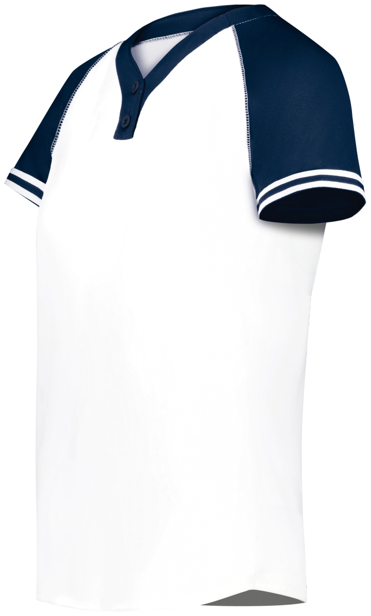 6917.221.S Ladies Cutter Plus Henley Jersey, White & Navy - Small