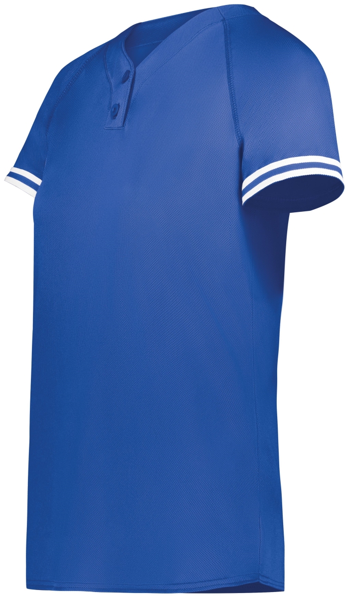 6917.280.S Ladies Cutter Plus Henley Jersey, Royal & White - Small