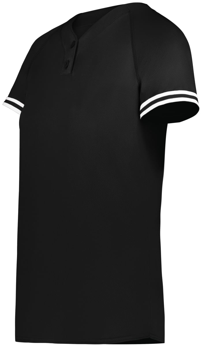 6917.420.XS Ladies Cutter Plus Henley Jersey, Black & White - Extra Small