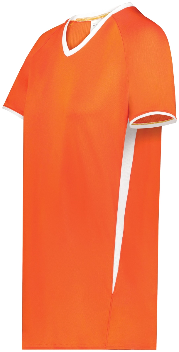 6916.320.M Girls Cutter Plus V-Neck Jersey, Orange & White - Medium