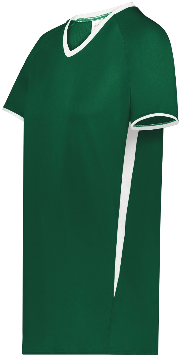 6916.438.M Girls Cutter Plus V-Neck Jersey, Dark Green & White - Medium