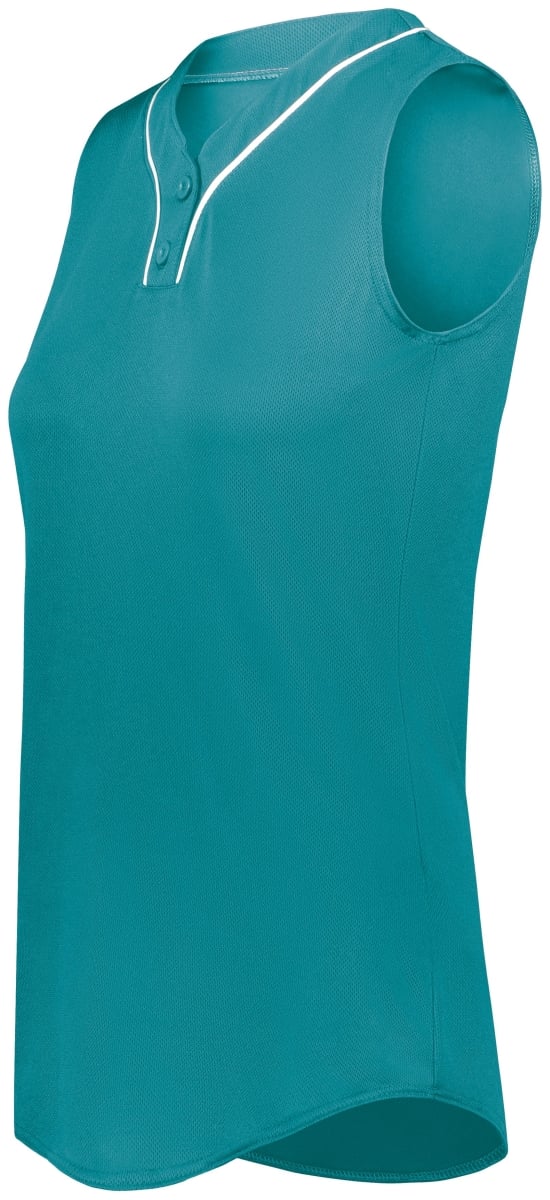 6913.331.S Ladies Cutter Plus Sleeveless Jersey, Teal & White - Small