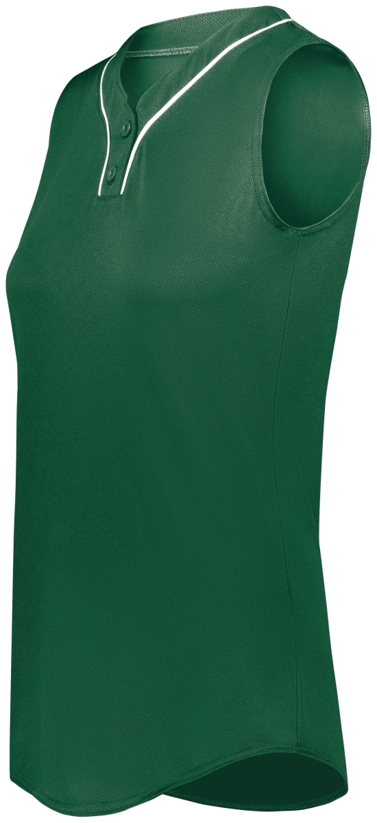 6913.438.M Ladies Cutter Plus Sleeveless Jersey, Dark Green & White - Medium