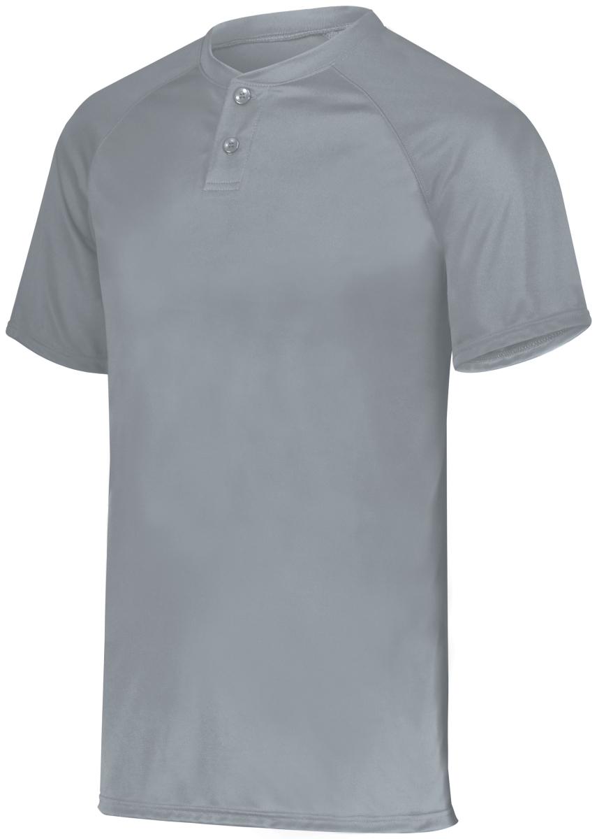 1565.053.XL Attain Wicking Two-Button Baseball Jersey, Blue Grey - Extra Large