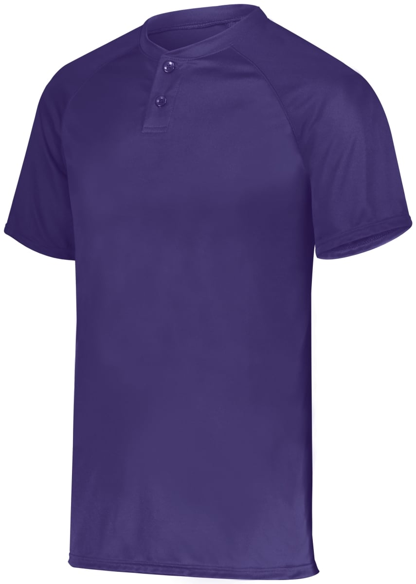 1565.747.XL Attain Wicking Two-Button Baseball Jersey, Purple - Extra Large