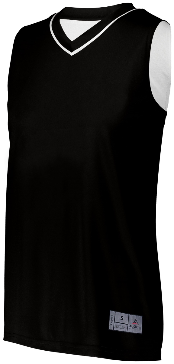 154.420.S Ladies Reversible Two-Color Jersey, Black & White - Small