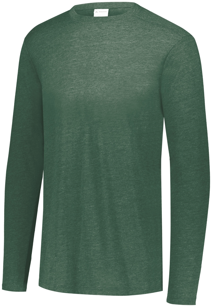 3075.V97.S Tri-Blend Long Sleeve T-Shirt, Dark Green Heather - Small