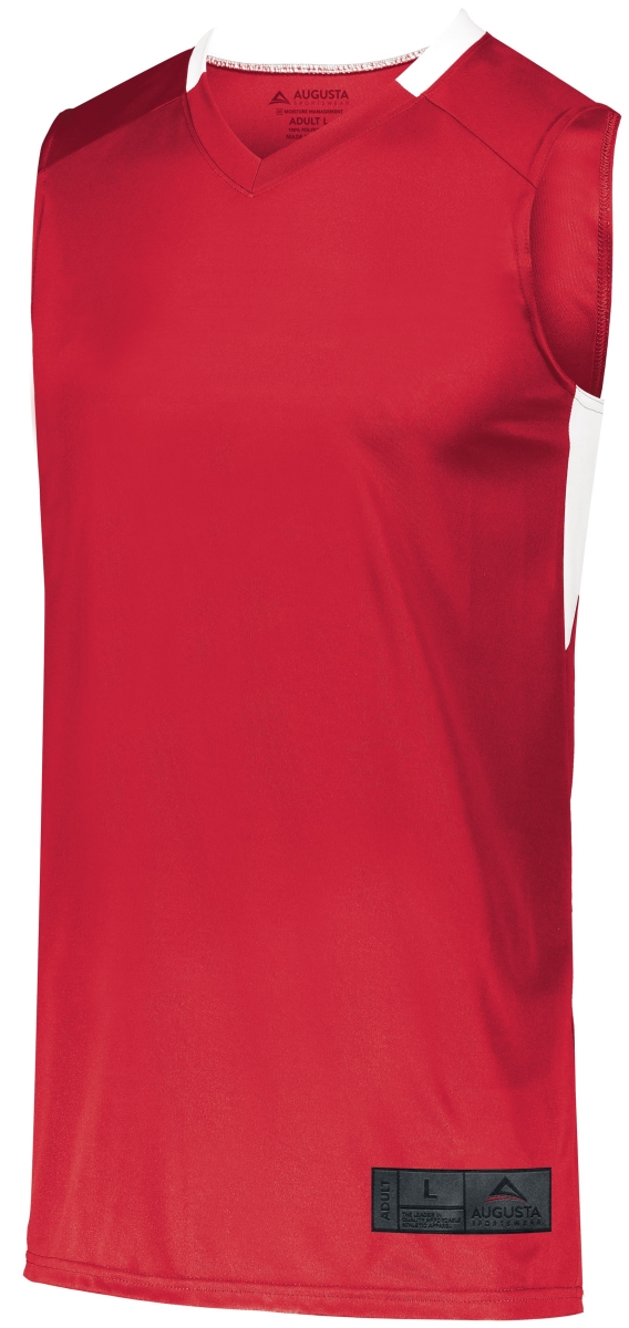 1730.400.M Step-Back Basketball Jersey, Red & White - Medium