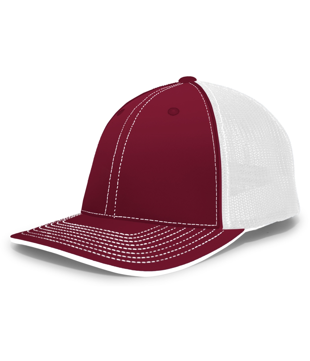 404F.409.S-M Trucker Flexfit Cap, Cardinal & White - Small & Medium