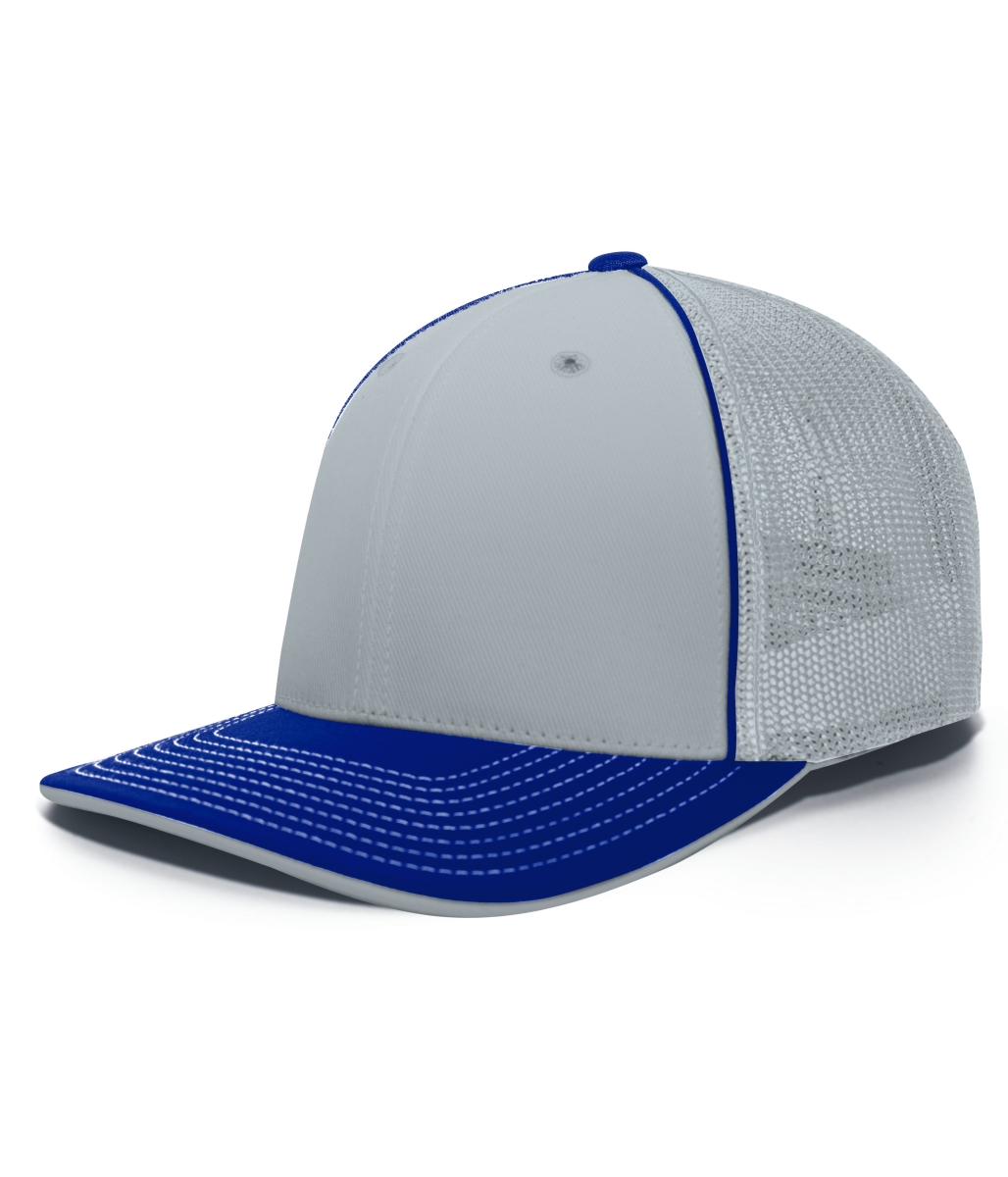 404F.48P.S-M Trucker Flexfit Cap, Silver & Royal - Small & Medium
