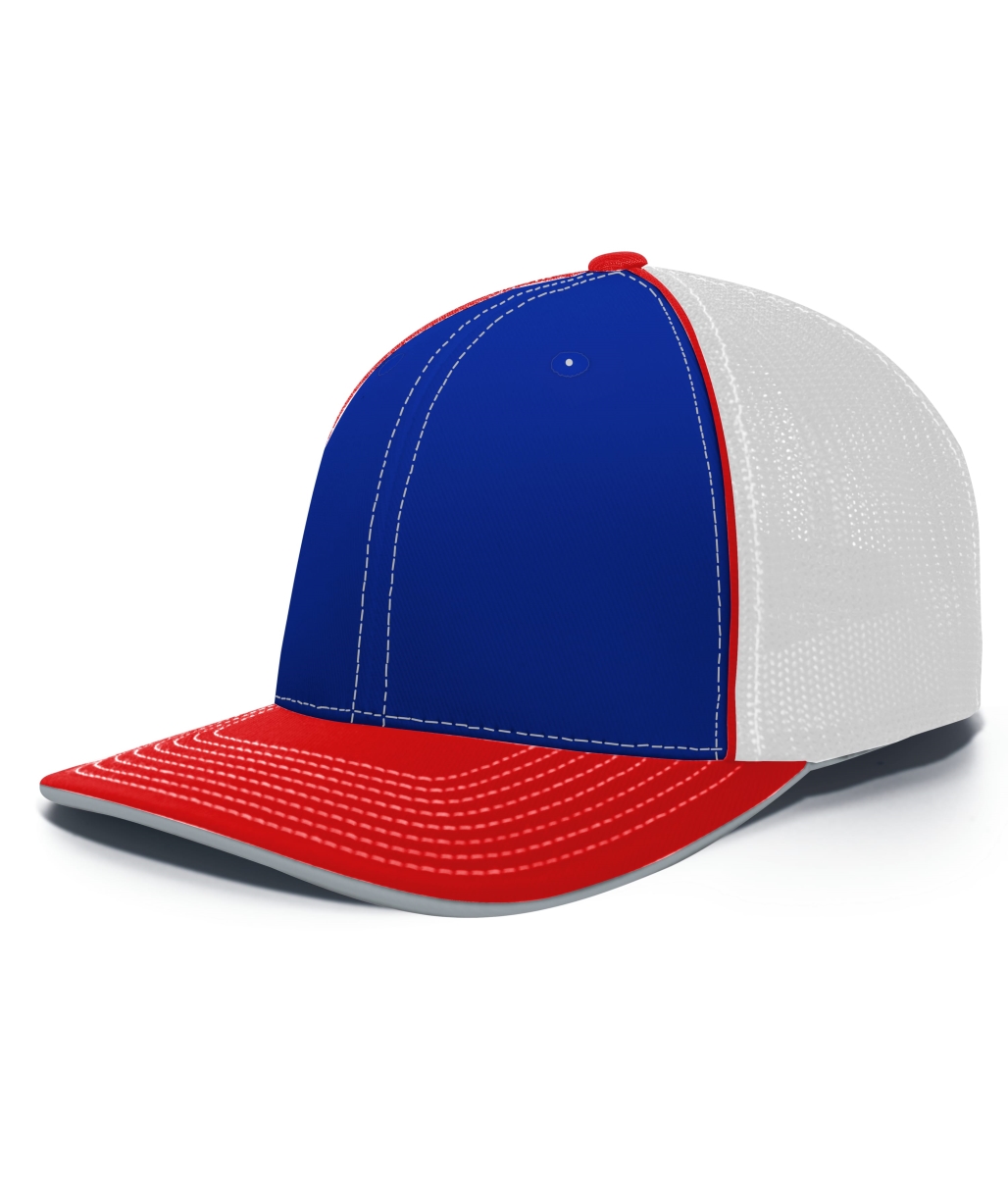 404F.536.S-M Trucker Flexfit Cap, Royal, White & Red - Small & Medium