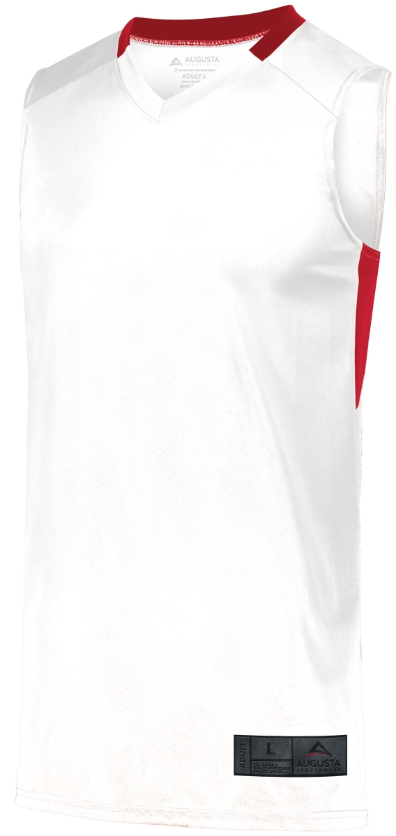 1730.225.M Step-Back Basketball Jersey, White & Red - Medium