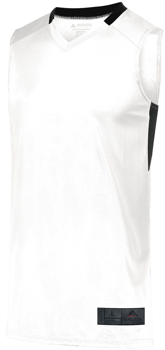 1730.226.M Step-Back Basketball Jersey, White & Black - Medium