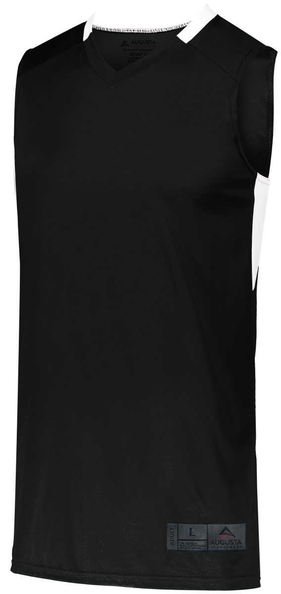 1730.420.M Step-Back Basketball Jersey, Black & White - Medium