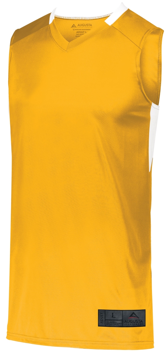 1730.245.S Step-Back Basketball Jersey, Gold & White - Small