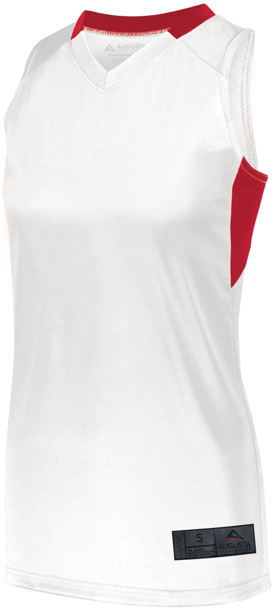 1732.225.L Ladies Step-Back Basketball Jersey, White & Red - Large