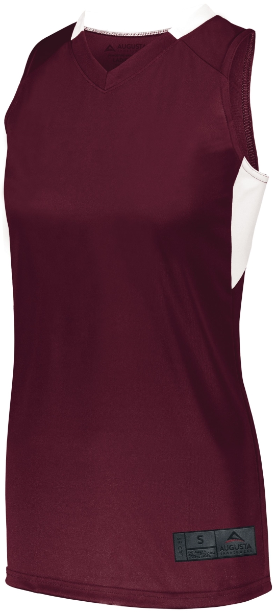 1732.380.XS Ladies Step-Back Basketball Jersey, Maroon & White - Extra Small