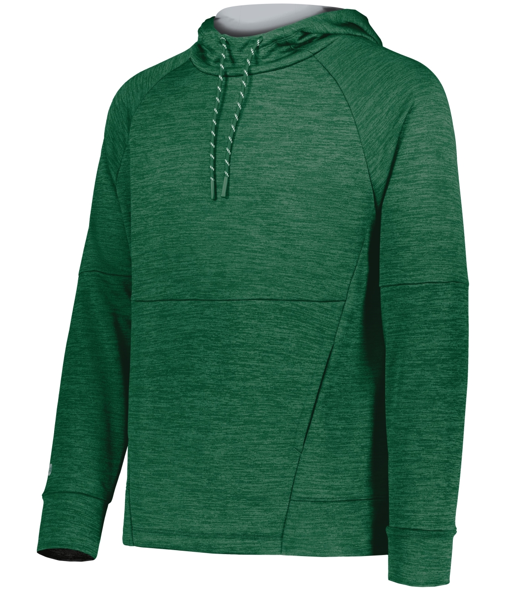 223580.198.M All-Pro Performance Fleece Hoodie, Dark Green Heather & Silver - Medium
