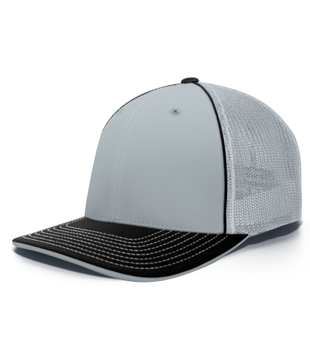 404F.098.XS Trucker Flexfit Cap, Silver & Black - Extra Small