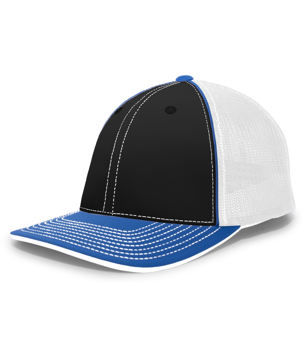 404F.12P.S-M Trucker Flexfit Cap, Black, White & Royal - Small & Medium