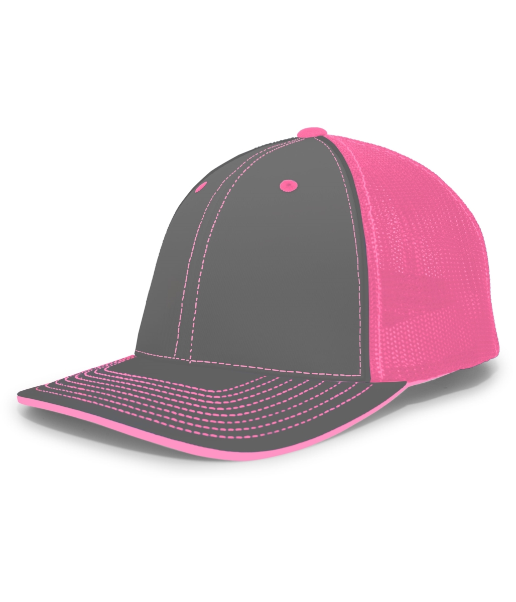 404F.26P.XS Trucker Flexfit Cap, Graphite & Pink - Extra Small