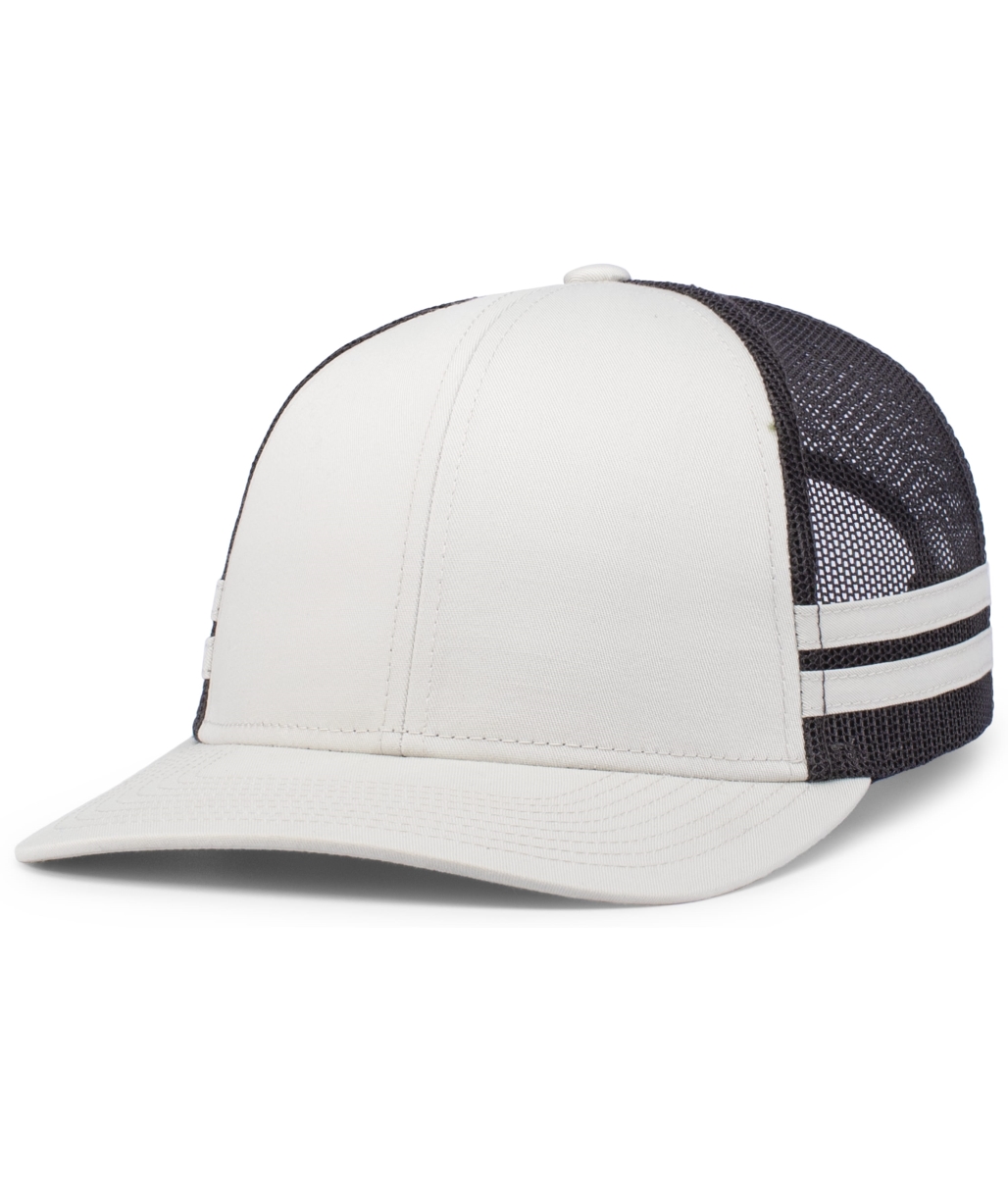 P115.890.OS Low-Profile Stripe Trucker Cap, Birch & Light Charcoal - One Size