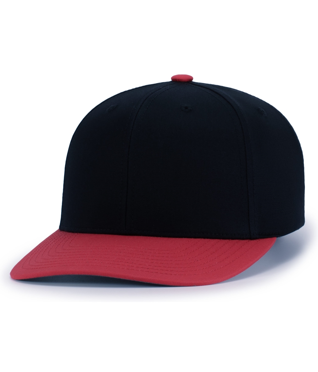 P322.424.YTH Poly & Cotton Snapback Cap, Black & Red - Youth