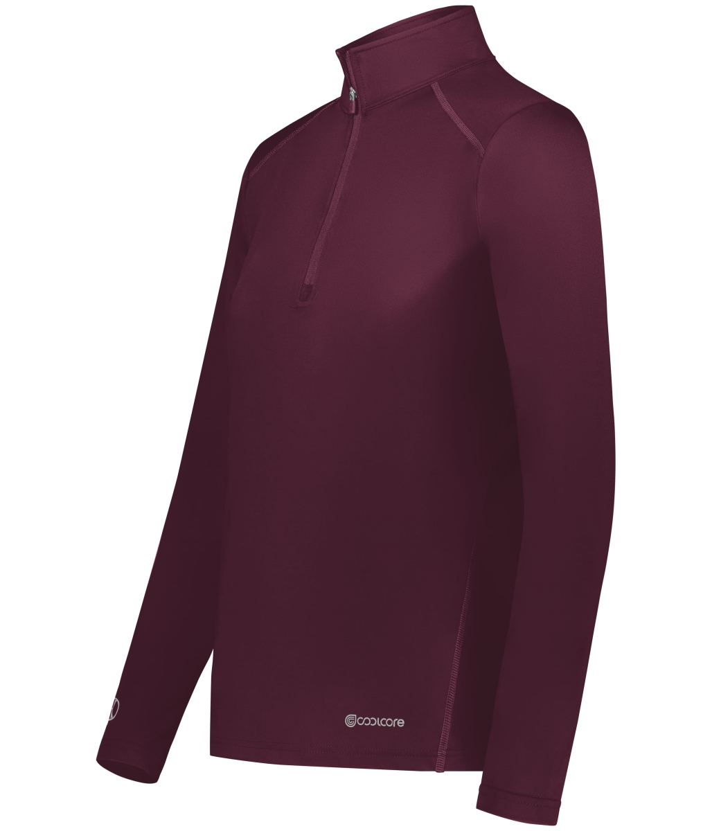 222340.745.L Ladies 0.25 Zip Pullover, Maroon - Large