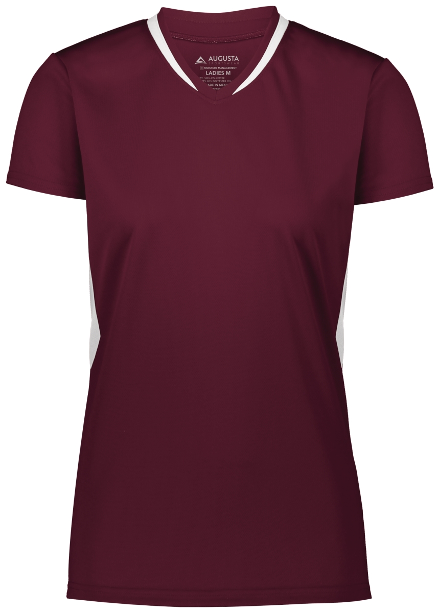 Picture of ASI 1682.380.L Ladies Full Force Short Sleeve Jersey&#44; Maroon & White - Large