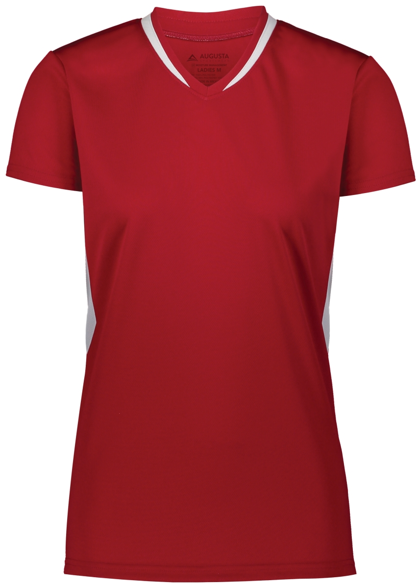 Picture of ASI 1682.408.L Ladies Full Force Short Sleeve Jersey&#44; Scarlet & White - Large