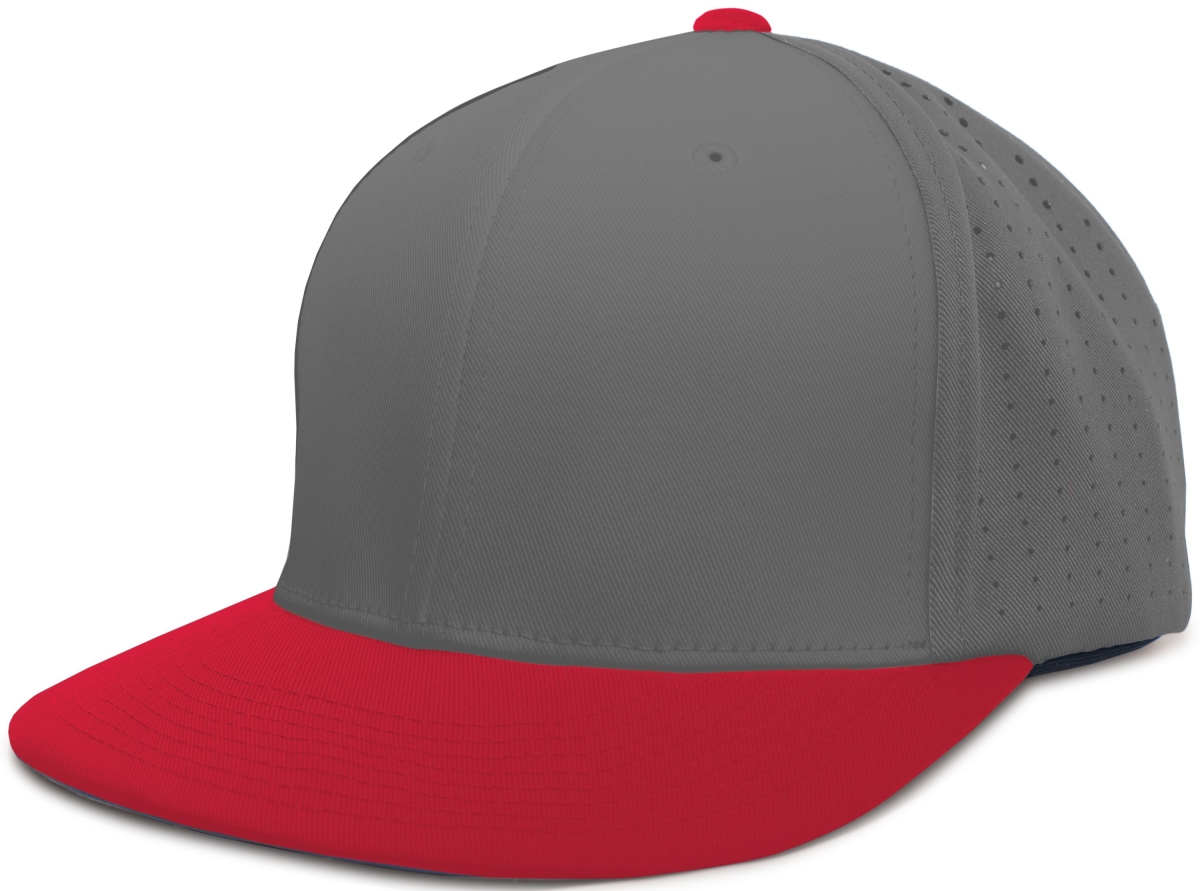 ES474.194.S-M Perforated F3 Performance Flexfit Cap, Graphite & Red - Small & Medium